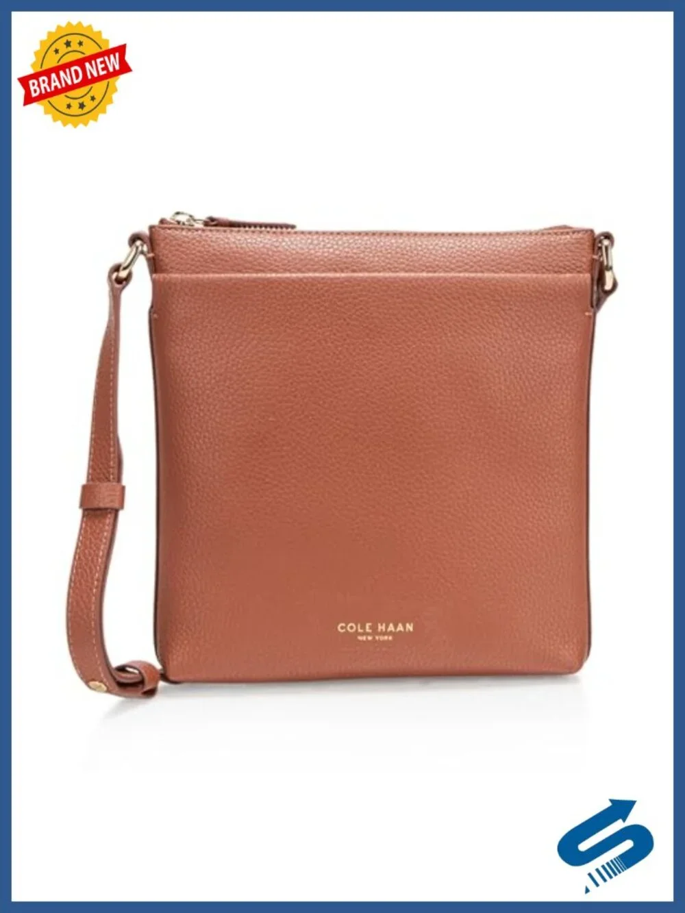 Leather Crossbody Bag with Adjustable Strap and Top Zip Closure